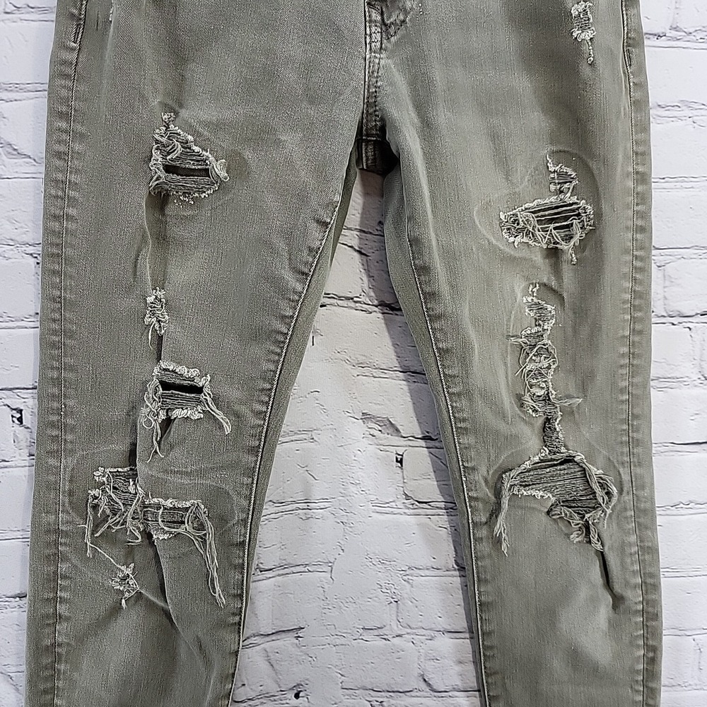 American Eagle Jeans Mens Sz 28X32 Gray Skinny Distressed Destroyed - Picture 3 of 14